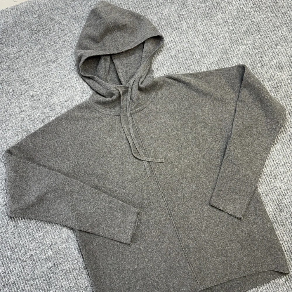 Banana Republic Sweater Womens Medium Gray Milano Hoodie Mock Knit Minimalist - Picture 2 of 9